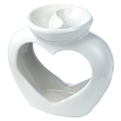   FEHÉR SZÍV-OLAJ ÉS VIASZÉGETŐ AROMALÁMPA DUPLA TÁLCÁVAL