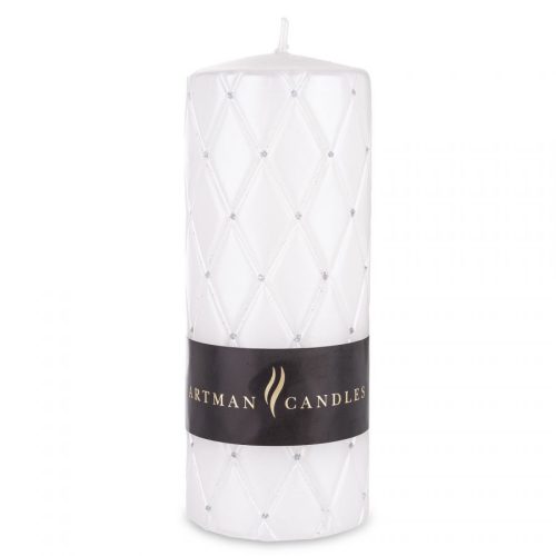 ARTMAN CANDLES, FEHÉR, ROMBUSZ MINTÁS GYERTYA