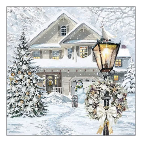 Christmas house papírszalvéta 33x33cm, 20db-os