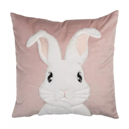 párnahuzat 45x45cm, fehér plüssnyuszival