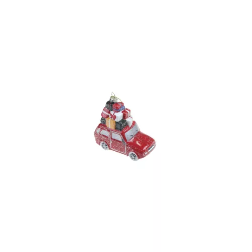 Autó plasztik csomaggal 12,5*12,5cm akasztós piros