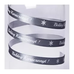   Szalag szatén 12mm x 20m "Boldog Karácsonyt!" Kékes ezüst