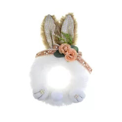 Dekoráció plüss nyuszifüllel 34cm barna