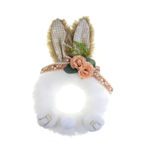 Dekoráció plüss nyuszifüllel 34cm barna