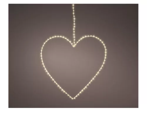 Szív fém D38 LEDes kültéri meleg fehér