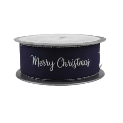 Szalag textil Merry Christmas 3,8/10 kék/ezüst