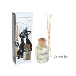   SZOBAILLATOSÍTÓ 100ML-FEKETE MACSKÁS DOBOZBAN RATTANPÁLCIKÁVAL,GREEN TEA